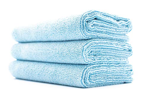 The Rag Company - Sport & Workout Towel - Gym, Exercise, Fitness, Spa, Ultra Soft, Super Absorbent, Fast Drying Premium Microfiber, 320gsm, 16in x 27in (3-Pack) (Light Blue) - color: Light Blue