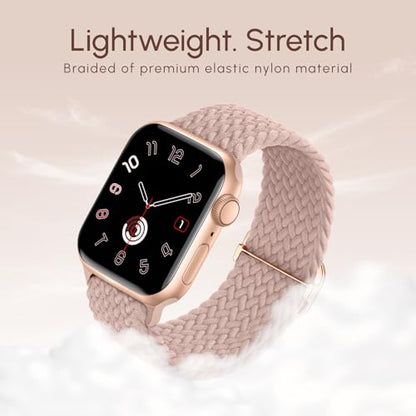 Braided Stretchy Nylon Band Compatible for Apple Watch Bands Women Men - color: Nude Pink, size: 38mm/40mm/41mm/42mm