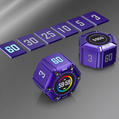 Flip Pomodoro Timer with 3/5/10/25/30/60min, Mute &Vibration &Sound Alarm - color: Purple