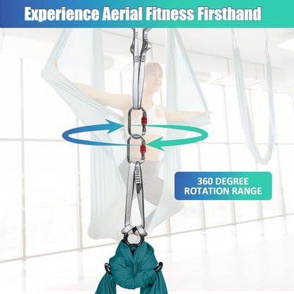 Aerial Silks Kit & Aerial Yoga Hammock - 11Yd Premium Fabric with Hardware | Easy Setup for Flying Yoga, Aerial Swing & Fitness - Supports Up to 14ft Rigging(Navy) - color: Dark Green
