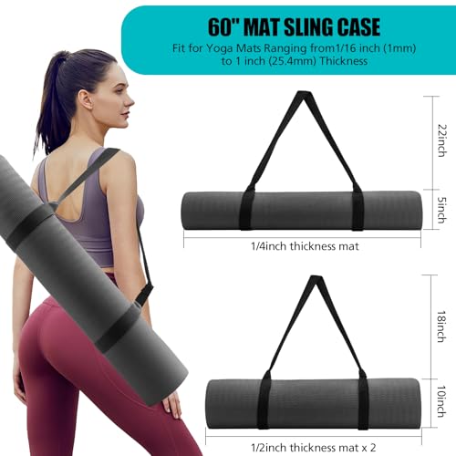 Yoga Mat Carrier Strap, Adjustable Thick Straps Sling for Carrying Large Mats, Stretching Band - color: Black