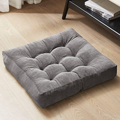 성인용 대형 바닥 베개, 정사각형 명상 쿠션, 55.9cm(22인치) 그레이 - color: 사각형 | 그레이 | 1팩, size: 싱글