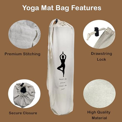 Yoga Mat Bag Cover -100% Cotton Lightweight,Washable Yoga Dust Bag With Adjustable Strap
