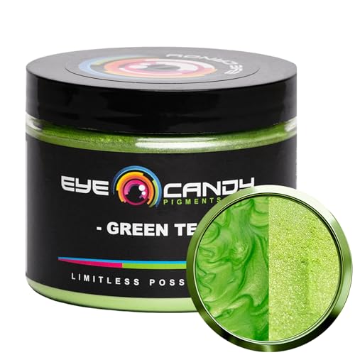 Eye Candy Pigments Premium Green Mica Powder - Green Tea (50gr) - for Epoxy, Resin, Soap, Paint, Woodworking, Acrylic Pouring, Bath Bombs, Fishing Lures - DIY Arts and Crafts Additive - color: Green Tea