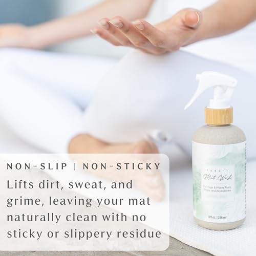 Organic Yoga Mat Cleaner Spray | 8oz Spring Mint with Microfiber Cloth | Made in the USA | Safely and Effectively Cleans All Mats and Pilates + Yoga Accessories
