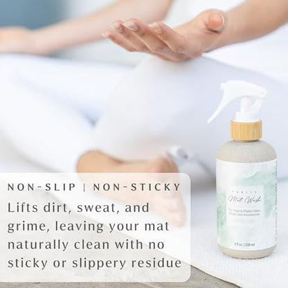 Organic Yoga Mat Cleaner Spray | 8oz Spring Mint with Microfiber Cloth | Made in the USA | Safely and Effectively Cleans All Mats and Pilates + Yoga Accessories