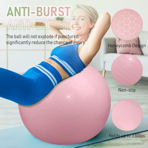 Leyndo 4 Pcs 26 Inch Yoga Exercise Ball Pilates - color: Macaron Color