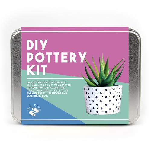 Gift Republic Pottery Kit Beginners Pottery Craft Set Clay Pottery Gift Fun Home Made Craft Project Kids Teens Adults Sculpting Tool Set Gift Tin