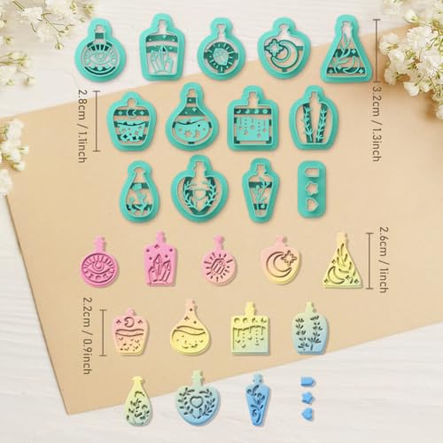 ORIGACH 13 Pcs Magic Potion Bottle Polymer Clay Cutters Set | Bottle Shape Plant Crystal Moon Themed Polymer Clay Cutters for Earring Jewelry Making - style: Magic Potion Bottle