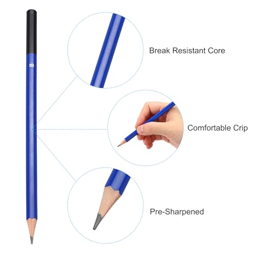 PATIKIL B Drawing Pencils for Sketching, 24PCS Sketch Pencils for Drawing Art Pencils Graphite Wood Pre-sharpened for Drawing Sketching Artists, B Pencils - style: B