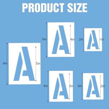 1/2/3/4 Inch Letter and Number Stencils, 144 Pcs Reusable Alphabet Number Templates, Plastic Alphabet Symbol Template Kit for Painting on Wall, Wood, Chalkboard, Door Porch
