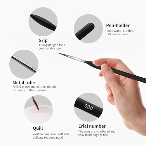 11PCS Fine Detail Paint Brushes Set, Miniature Painting Brushes Kit for Oil, Acrylic, Models,Watercolor and Gouache, Nylon Hair Paint Brush, Professional Artist Supplies with Ergonomic Handle