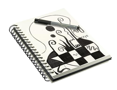 Creative Mark Double Wire Spiral Bound Field Sketch Book [160 Pages - 5 x 7], Black Embossed Leatherette Journal, Light Cream Acid-Free Paper, Perfect for Dry Media and Drawing - size: 5 x 7" - Single