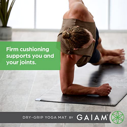 Gaiam Dry-Grip Yoga Mat, Non-Slip, Hot Yoga - color: Black (XL)