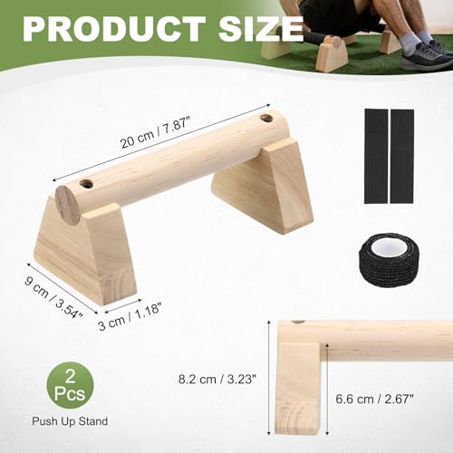 PATIKIL Push Up Bars, Wooden Parallettes Bars, Wooden Push Up Handle with Non-Slip Base and Grip for Strength Training Planks - size: 20cm