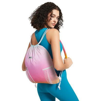 WANDF Drawstring Backpack, Gym String Bag with Shoulder Pad - color: M, Rainbow, size: Medium