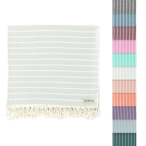 Sand Cloud Turkish Beach Towel - Sand Resistant & Quick Dry Towel | 100% Certified Organic Turkish Towel - Bath Towel or Beach Blanket for Picnic - As Seen on Shark Tank - Gocek (Sage Green) - color: Sage Green, size: 37x69