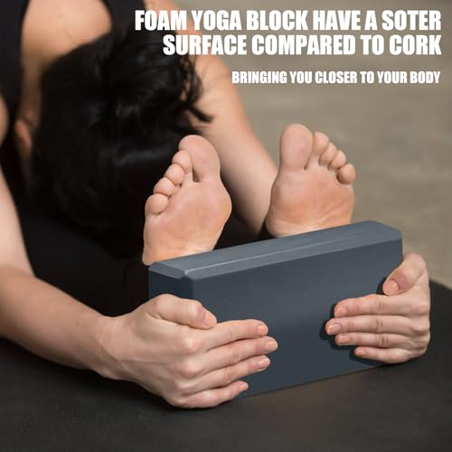 Septo 2 Pcs Yoga Blocks, 9x6x3 Inch Foam Blocks for Pilates - color: Grey