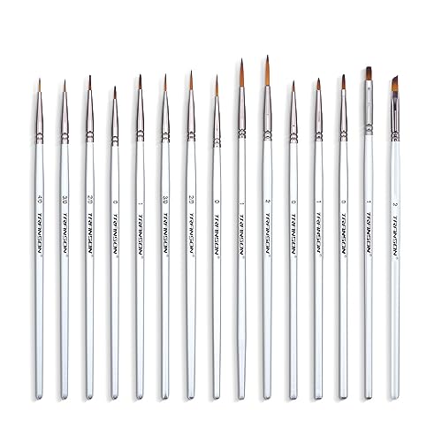 Transon Fine Detail Paint Brush Set 15pcs for Miniature Models Craft Painting Body Painting with Acrylic Gouache Watercolor Tempera and Oil Paint - size: 15 PCS