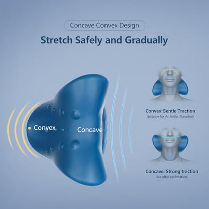 Cozyhealth Neck Stretcher for Neck Pain Relief, Neck and Shoulder Relaxer Cervical Traction Device Pillow for TMJ Pain Relief and Muscle Relax, Cervical Spine Alignment Chiropractic Pillow (Dark Blue) - color: Dark Blue