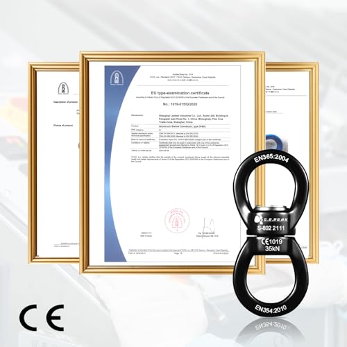 35kN Swing Swivel, CE Certified 360°Rotational Device, Silent Hanging Accessory for Tree Swing, Aerial Dance - color: Black, size: 35 kN