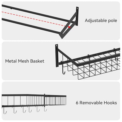 YBING Sports Equipment Organizer with 3 Separate Shelf, Ball Racks for Garage, Garage Sport Equipment Organizer with Hooks,Wall Mount Sports Holder Storage, Black