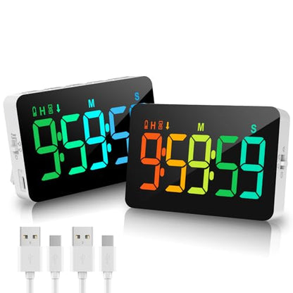 Samshow Rechargeable Digital Kitchen Timer, 2 Packs, Color Change - color: Rgb