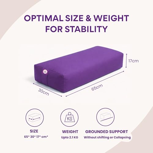 Rectangular Cotton Yoga Bolster, Yoga Pillow, Yoga Cushion, Yin yoga Bolster, Iyengar yoga bolster - color: Purple