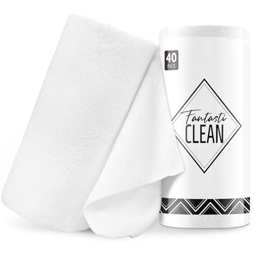 Fantasticlean Microfiber Cleaning Cloth Roll- 40 Sheets, 12" x 12" (White) - color: White, size: 40 pack