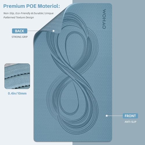 Large 76"x40"x0.4" Yoga Mat - color: Blue Grey