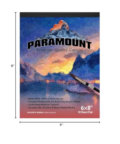 Paramount Universal Primed Premium Cotton Canvas Pads - 2 Pack - 6" x 8"- Universal Double Primed Cotton Canvas Pads for Drawing, Painting, Travel, & More - size: 6" x 8"