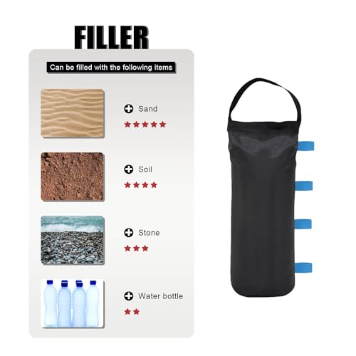 145 LBS Canopy Weights Sand Bags, 4-Pack Sand Bags for Weight Outdoor Advertising Tent Sunshade Fixed Windproof Pop up Canopy Tent Weights(Black-Blue Straps) - color: Black-blue straps