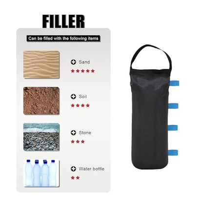 145 LBS Canopy Weights Sand Bags, 4-Pack Sand Bags for Weight Outdoor Advertising Tent Sunshade Fixed Windproof Pop up Canopy Tent Weights(Black-Blue Straps) - color: Black-blue straps