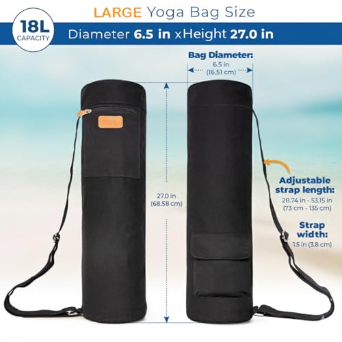 UDANA Canvas Yoga Mat Bag for Women & Men, Full-Zip Carrier with 3 Pockets & Adjustable Strap, Stylish Gym & Pilates Bag – Available in Multiple Sizes