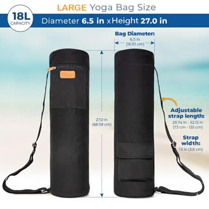 UDANA Canvas Yoga Mat Bag for Women & Men, Full-Zip Carrier with 3 Pockets & Adjustable Strap, Stylish Gym & Pilates Bag – Available in Multiple Sizes