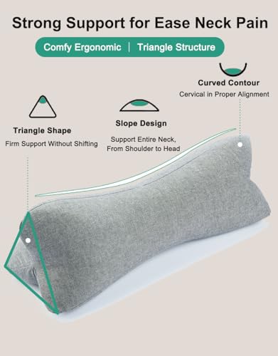 Buckwheat Pillow Neck Roll Bolster, Buckwheat Hulls Filling Neck Support Pillows, Adjustable Firmness Neck Pain Relief for Back Sleepers, Breathable Comfortable Covers, Grey 15 X 5 Inches - color: Grey