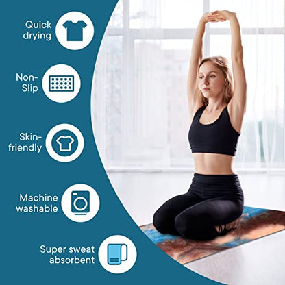 Yoga Towels, Non Slip Hot Yoga Mat Towel with Grip Dots,Super-Absorbent Soft Microfiber Yoga Blanket for Pilates, Fitness and Workout 72inch x 24inch - color: Coffee+blue