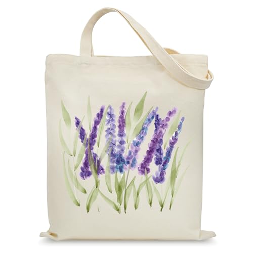 Aesthetic Canvas Tote Bag for Women with Inner Pocket - color: Lavender