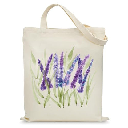 Aesthetic Canvas Tote Bag for Women with Inner Pocket - color: Lavender