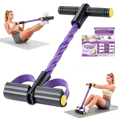 Foot Pedal Resistance Bands with Handles, 6-Tube Multifunction Elastic Yoga Exercise Bands, Home Gym Fitness Equipment for Women & Men to Abs, Core, Leg, Arm, Waist Workout - color: Black-purple