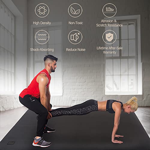 GXMMAT Large Exercise Mat 6'x4'/6'x5'/6'x6'(7mm) - color: Black Real, size: 6*5 FT