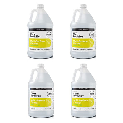 Clean Revolution Multi-Surface Cleaner Refill Supply | Non-Toxic, Eco-Friendly & Plant-Based | Ready To Use | Lemon & Herbs | 128 Fl Oz, 4 Pack, 512 Total Fl Oz - size: 128 Fl Oz (Pack of 4)