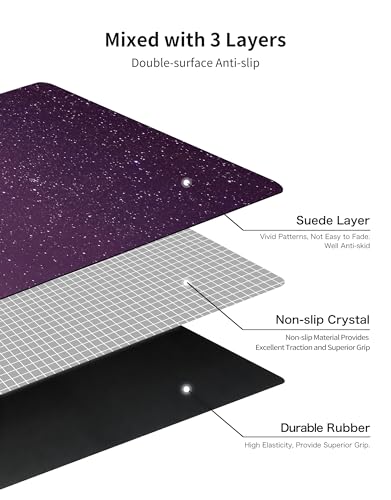 nuveti Printed Travel Yoga Mat 1/16 Inch Thick Non Slip Fitness Workout Mat | with Carrying Bag, Foldable Lightweight Suede & Natural Rubber Yoga Mat for Yoga Pilates and Fitness 72" L x 24" W x 1.5mm - color: CanLanXingKong