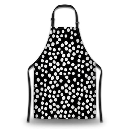 Kitchen Apron for Women Black and White Polka Dot Kitchen Aprons for Men for Cooking Restaurant BBQ Painting Crafting Gardening 27” (W) x 31” (H), Waterproof Aprons - color: Polka Dot