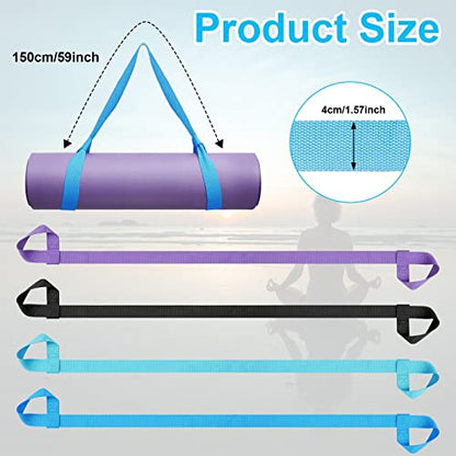 Deekin 4 Pcs Yoga Mat Straps for Carrying Yoga Mat Holder Adjustable Thick Carrier Exercise Sling Cotton Workout Stretching Band for Carrying Large Mats Roller Skate