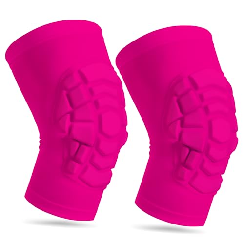 Wrestling Knee Pads for Kids Youth Adult, Knee Compression Sleeve for Basketball Volleyball Football, 1 Pair Short Knee Pads Sleeves ((#2) Pink-2pcs,Medium) - color: (#2) Pink-2pcs, size: Medium