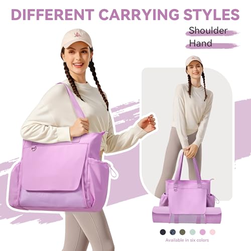 WLLWOO Thick Yoga Mat Bag Women Gym Tote Breathable Mesh Holder Wet Pocket - color: Purple