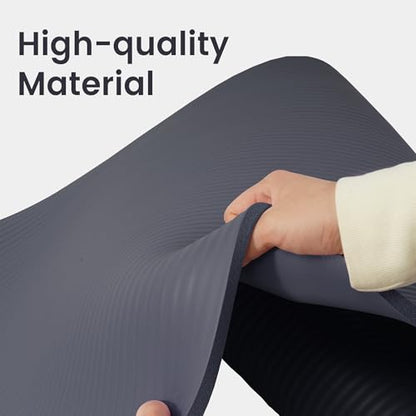 Fitvids Yoga Mat, 1/2-Inch Extra Thick High Density Exercise Mat, Anti-Tear Exercise Yoga Mat with Carrying Strap, Suitable for Various Yoga Exercises - color: Graphite