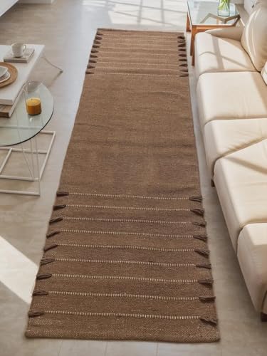 Payal Rugs Cotton Yoga Mat - Eco-Friendly Hand-Woven Rug - Non Slip & Thick (24”x72”x5mm) for Yoga Everyday Fitness at Home - Comfortable Extra-Long - color: Brown
