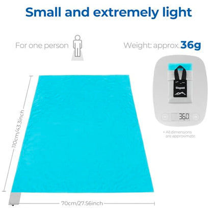 Pocket Picnic Blanket, Small Picnic Blanket 43x27" 1.27oz Blue 1 Person - color: Blue (Grey Pack), size: 43x27″